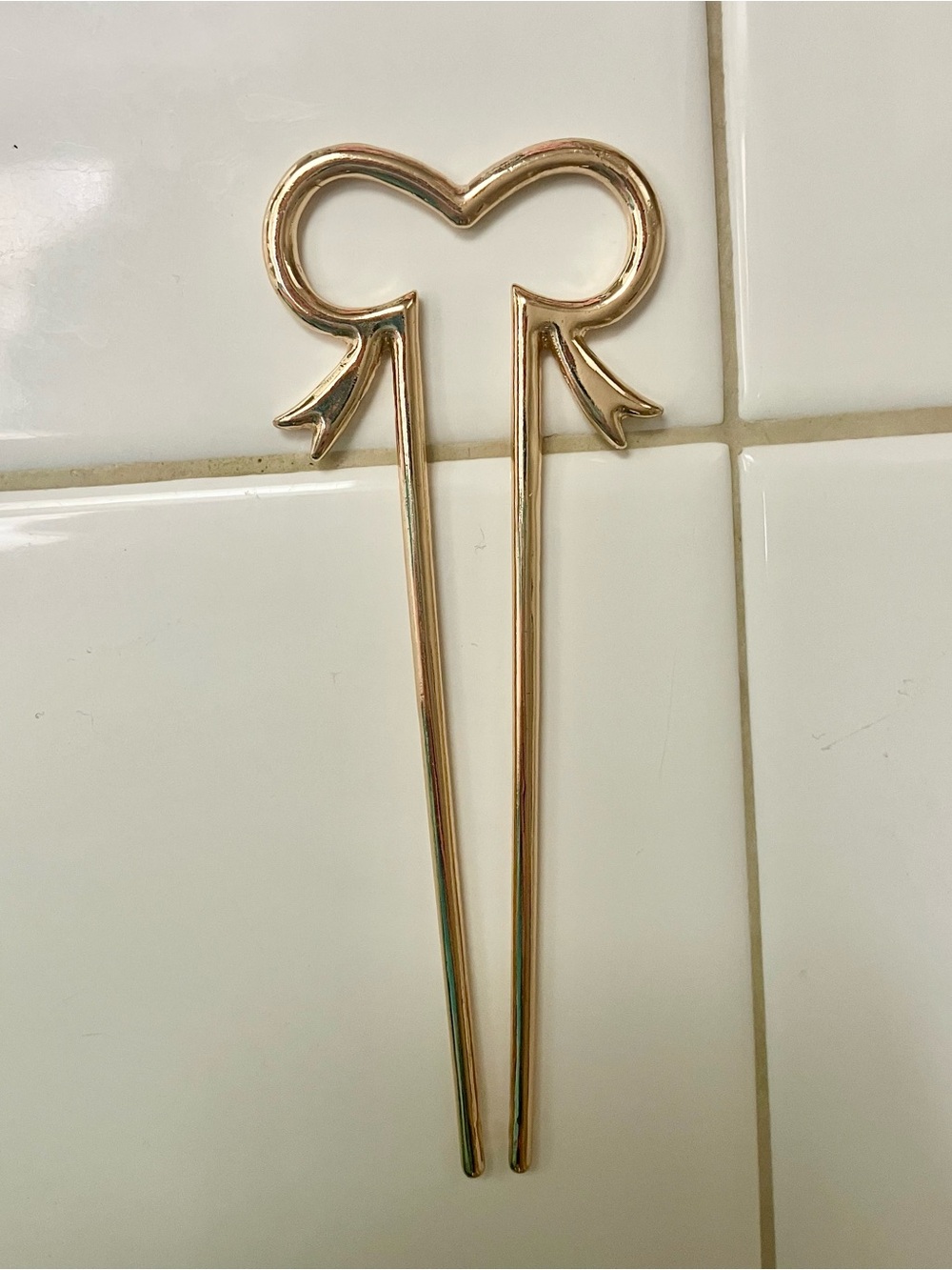 Gold Bow Metal French Hair Pin